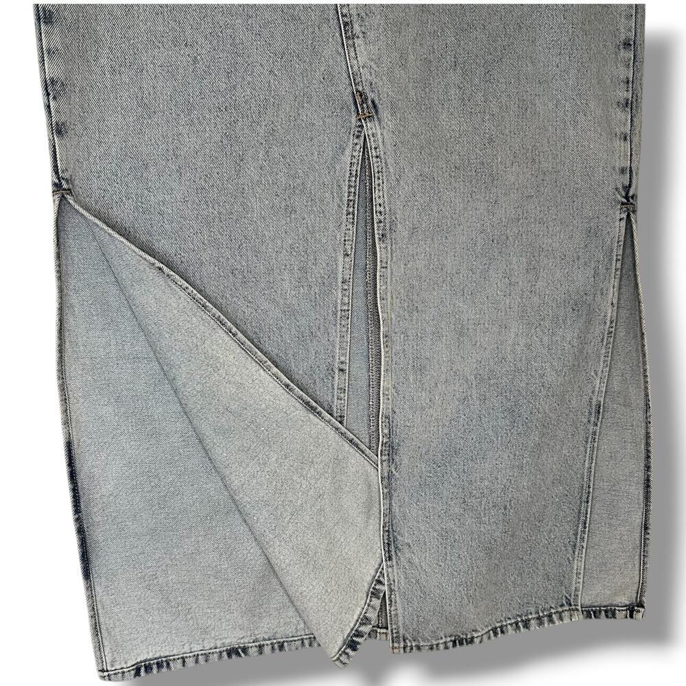 Nasty Gal Denim Maxi Skirt High Waist Side Slit Cut Out Pocket Size 10 - Picture 8 of 13